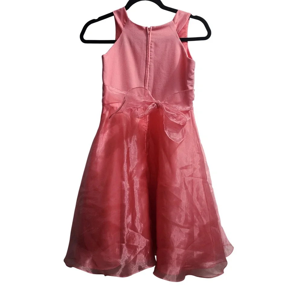Rare Editions Coral Pink Flower Girl Dress Size 14‎ Occasion Party